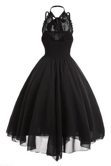 Black Chiffon Vintage Halloween Dress